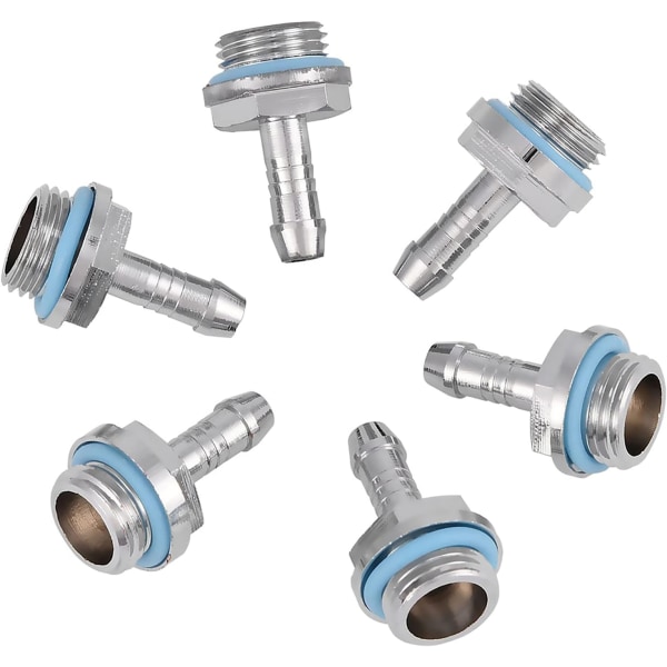 Vattenkylningsrör 8Mm Id Pc Fitting Rostfritt Stål Plast Silver 6 Stk St Vattenkylning Twotouch Fitting G1 4 Trådig Hulling Kontakt För Tub 9,2Mm