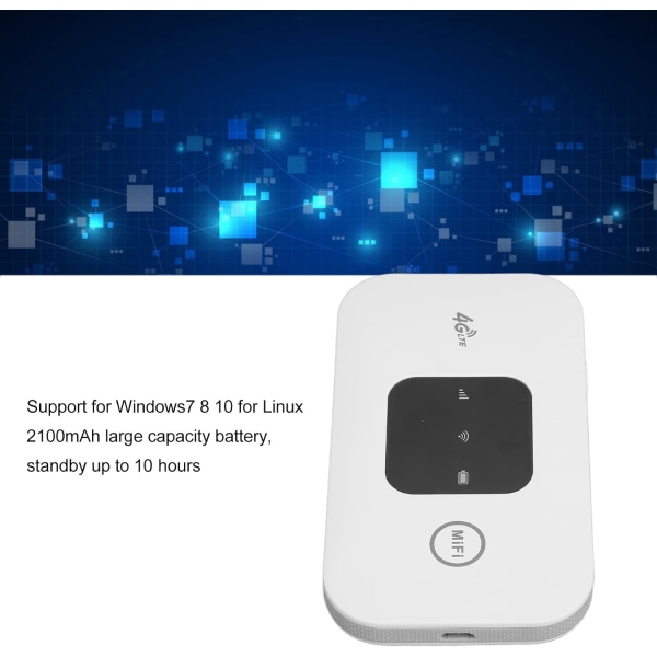 Bärbar Wifi Hotspot 4G-router med SIM-kortplats Abs Vit Bärbar Wifi High Speed ​​Vit Bärbar Liten 4G Mobil Wifi Hotspot-router för telefon