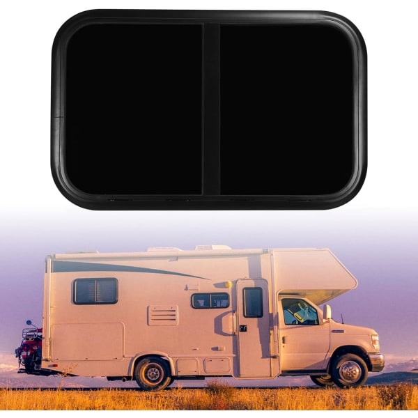 RV-utgångsfönster, RV-fönster L830 W530mm Dubbellagers utskjutningsfönster med gardin Härdat glas Vattentätt för husbilar husvagnar (25-33 mm tillämpligt