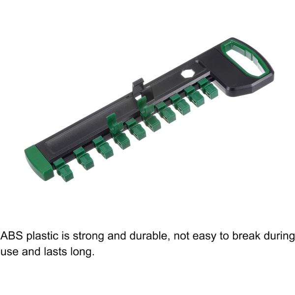 Socket organizer 1/2 tum drive x 12 clips ABS-plast Seautable ABS plast sockets clip rail holder, green