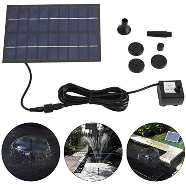 Solar utomhus fontän vattenpump kit Power vatten fontän med 1,8 W solpanel för fågelbad, akvarium, liten damm, trädgård