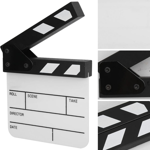 Filmregissörer Clapboard, Akryl Liten storlek Engelsk Clapper Board Dry Erase Tv Filmregissör Klippning Video Action Scen Film Clapper Board Med