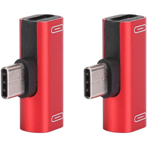 Type-C Adapter USB C Splitter 1 In 2 Out Case 2st Typec Converter Splitter Dual 2 In 1 To Headphone USB Adapter Svart USB C Splitter 1
