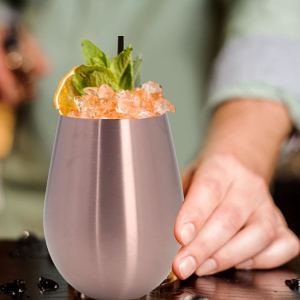 500 ml campingmuggar sommar i rostfritt stål restaurangölmugg Rostsäker enlagers ölmugg splittrad kopp för bar och middag(roseguld)