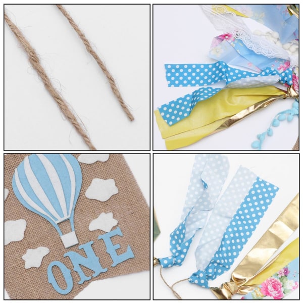3st Burlap Stol rosa dekor varmluftsballong baby födelsedagsföremål skylten bomullstyg Stol Banner banderollen pojke flicka barnstol blå