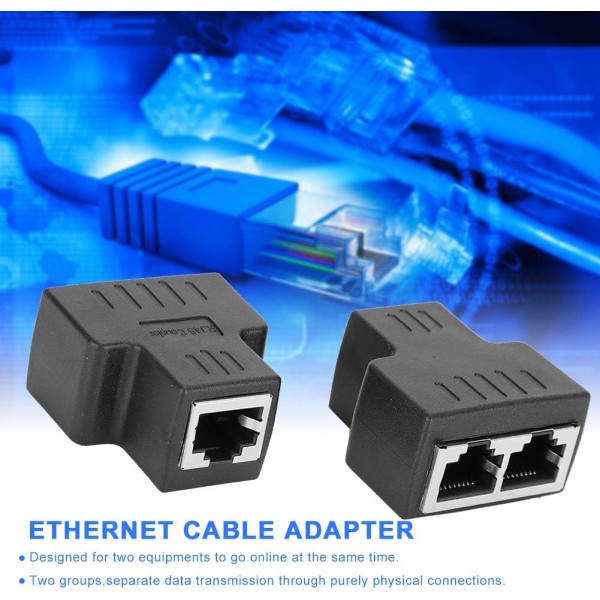 2st Ethernet-kabeladapter 1 in 2 ut Rj45 hona gränssnittstillbehör för internet Wireblack
