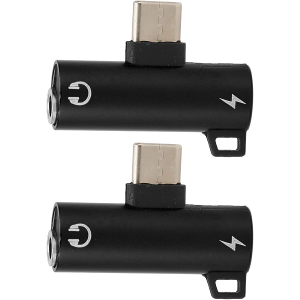 USB C till 3,5 mm adapter 3 5 mm till USB c abs 2 st USB c till 3,5 mm adapter 2 i 1 typ C 3,5 mm lyssna på musik medan du laddar abs USB c too (svart)