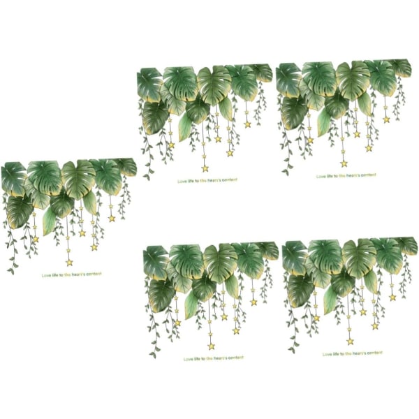 5 ark Gröna växtväggdekaler Peel and Stick gör-det-själv-väggdekaler Palmblad Väggdekaler Växtfönster klamrar sig fast vid trädblad Väggdekaler