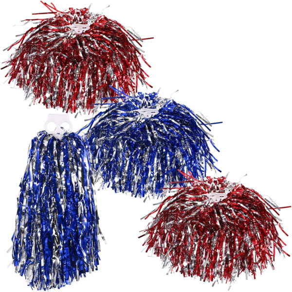 4st Folieremsor Cheer Pom Poms Cheerleading Pom Poms Metallic Cheering Squad Hand Blomma för tjejer Dans Fest Sportspel Team Spirit