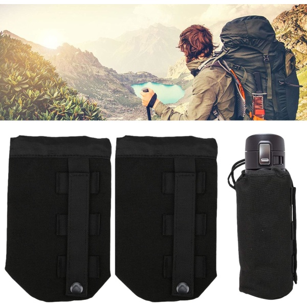 2 st vattenflaskfodral, svart bärväska med hållare för utomhuscamping vandringsfiske, kopphållare för sportträning, flaska