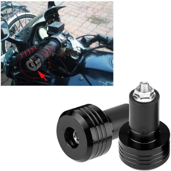 Motorcykelgrepp, 22 mm handtag, ett par 22 mm universal aluminium Motorcykelgrepp Styrändar Viktbalanseringsplugg (svart)