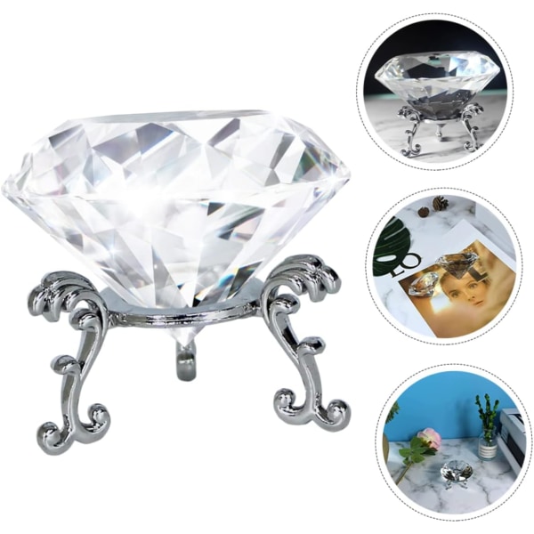 1 set Crystal Diamond Ball Glass Diamond Paperweight Clear Diamond Paperweight Diamond Formed Crystals Crystal Stand Bordsskiva Diamond