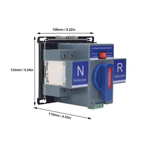 Dual Power Automatisk Transfer Switch, Dual Power Automatisk Transfer Switch 230V Överbelastningsskydd Säker AC230V Pålitlig överföring för PV