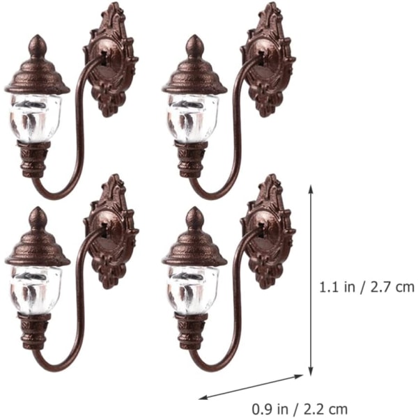 4st Dockhusvägglampa Lysande vägglampa LED-lampa Micro Landskapslampa Dekor Miniatyr Vägglampa Led Decor Vägglampor Utomhus