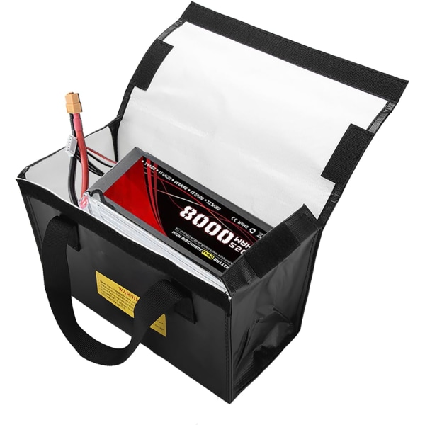 Explosionssäker Lipo Battery Safe Bag för laddning och förvaring, Stora utrymmesladdningsbatterier Förvaringspåsar, Portabelt handtagsdesign, för