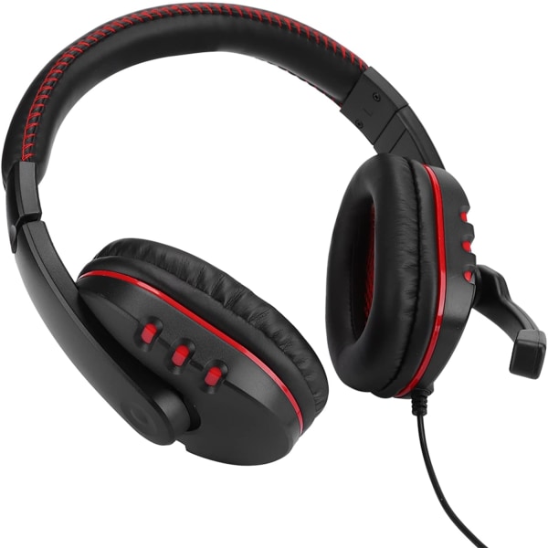 Portableo och videohuvudmonterade datorspelhörlurar Headset Högpresterande för PS4-tillbehör (svart och röd bar metall)