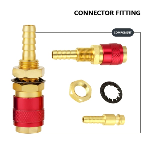 Argon Svetskopplingar Svetsgas Snabbkoppling Mässing 2st 8Mm vattenkyld gasadapter Snabbkopplingskoppling För Tig Svetsbrännare