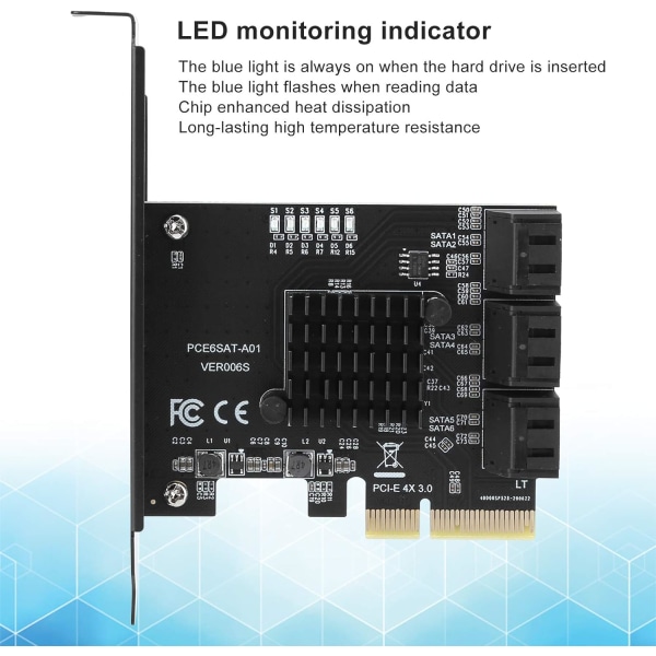 Expansionskort Expansionskort Expansionskort Pcie To 6Port3.0 Hårddisk 6G Pcie3.0 Gen3 4X Interface Hub Adapter Asm1166