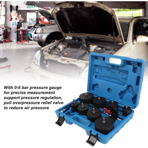 Turboladdare Boost läckagetestare, 9 st Turbo System Läckage Tester Turboladdare Lufttryck Boost läckagetestsats med tryckmätare