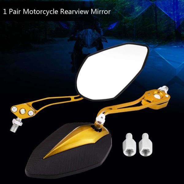 Motorcykelspegel, ett par 8 mm 10 mm universal motorcykelskoter Motorcykelbackspegel backspeglar (gul)