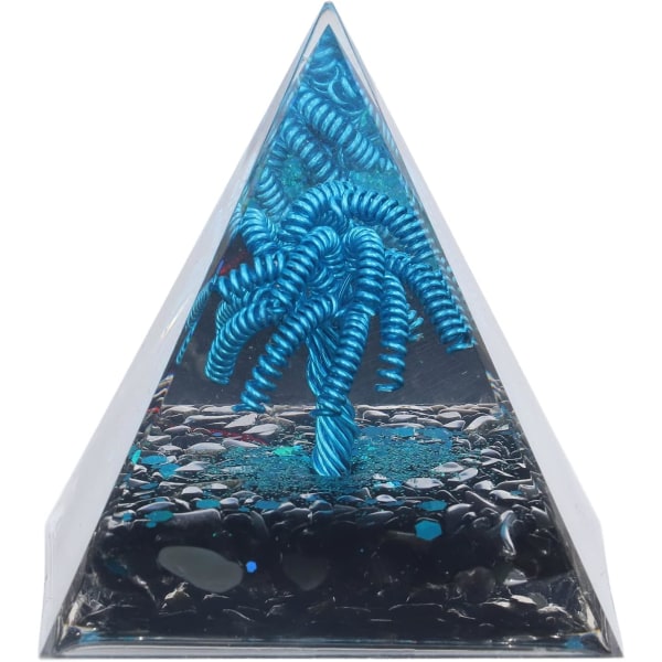 Orgonite Pyramid, Blue Ocean Energy Orgone Pyramid Healing Crystal Gemstone for Luck Rikedom Meditationsdekoration