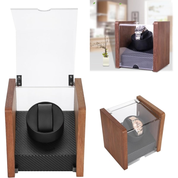 Watch Winder, Enkel mekanisk Automatisk Elektrisk Transparent Valnöt Rotationsläge, Unik Läder Automatisk Winder, för Dam och Man