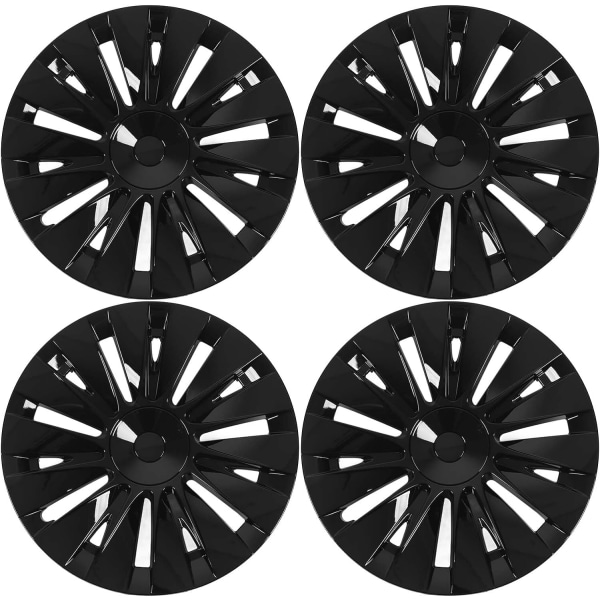 Hjullister, hjul Cover 4st Navkapsel Hjulskydd glänsande svart Snygg Slitstark Starkt skyddsersättning för Tesla Model Y