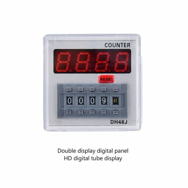 Fördröjningsprogrammerbar timerterminal med Dh48J-A digital räknare Fördröjningstidsrelä LED-display 1-999900 11-stift (220Vac) (24VAC/DC)