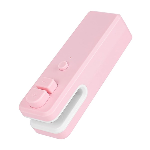 USB laddningsförseglingsmaskin, bekväm och öppen mini multifunktionell inbyggd plastpåsförseglingsmaskin för mellanmål (rosa)