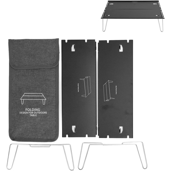 Bärbart campingbord, hopfällbart litet strandbord med förvaringsväska, backpackingbord i aluminiumlegering för utomhusbruk, strand, picknick,