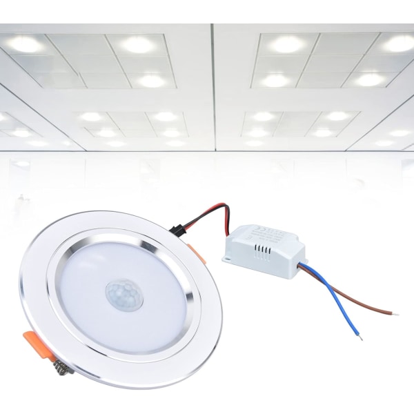 LED-taklampa, LED-taklampa, 9W LED-infällt taklampa Infraröd kroppsavkänning Modern dimbar LED-taklampa för korridor