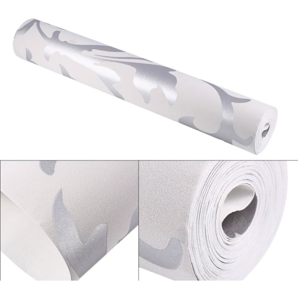 Tapet Röd Mönster Tapet Non Woven Tyg Silver Lyxpräglad Nonwoven Sovrum 3D Vertikal Tapet Heminredning Silver