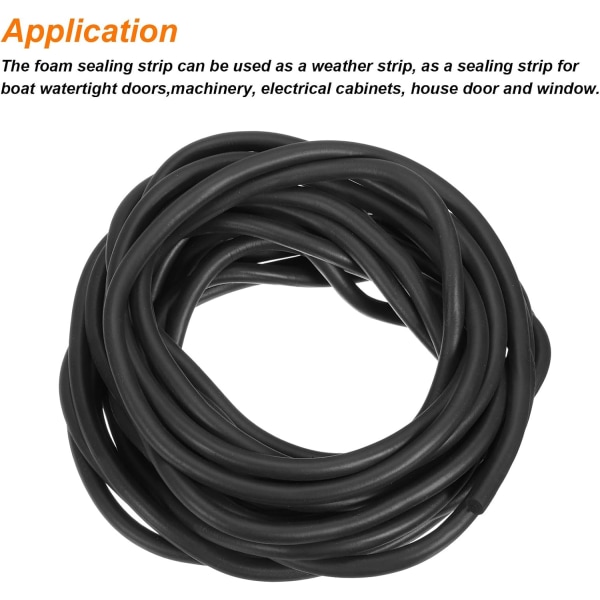 Skumgummi väderbana, 9 mm (0,35 ") diameter x 10 meter (32,81 FU?) Lang, rund EPDM massiv gummi för ger? Usch-, Sto?-och