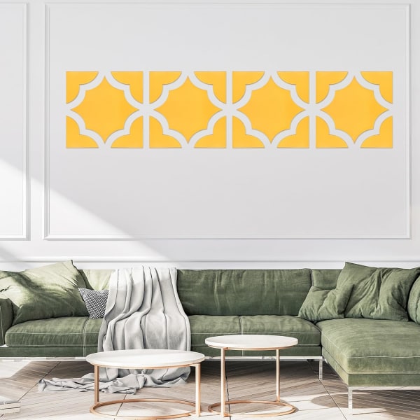 Akryl spegel väggdekal 1 set självhäftande 3D konst väggmålningar för hem vardagsrum sovrum kontor hem arbetare (25 x 25 cm orange)