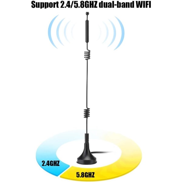 Antenn Wifi Antenn 12Dbi High Gain 2,4 5Ghz Dual Band Rundstrålande Wifi Router Dubbel Helix-antenn (3 meter) (5 meter lång)