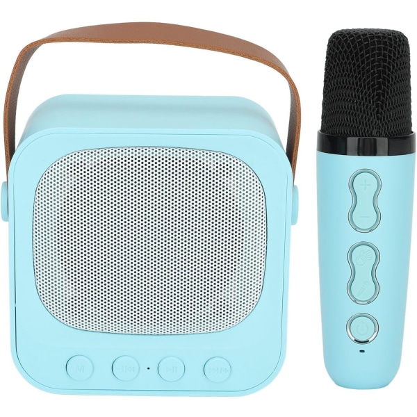 Karaokemaskin, multifunktionell karaokehögtalarmaskin Bärbar basdiskantjustering med trådlös mikrofon för hemmet (blå)