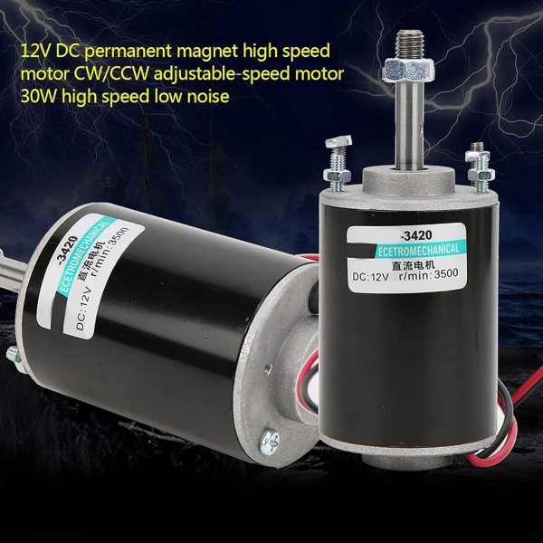 12V/24V DC Motor, 30W CW CCW Mini Borstad elektrisk växelmotor, Permanent Magnet High Speed ​​Electric Motor, Lågbrus reversibel 12V Motor,