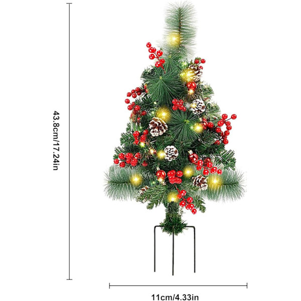 Julgran med gräsmatta ljus och grenar med ljus Solar Juldekorationer Träd ljus Solar Stake Lights Xmas Tree Garden