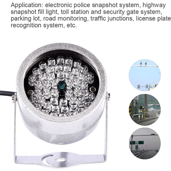 Infraröd Illuminator Ir Illuminator Aluminiumlegering + Glas 48 Led Ir Illuminator Lights Vattentät Infraröd Night Vision Light för säkerhet CCTV
