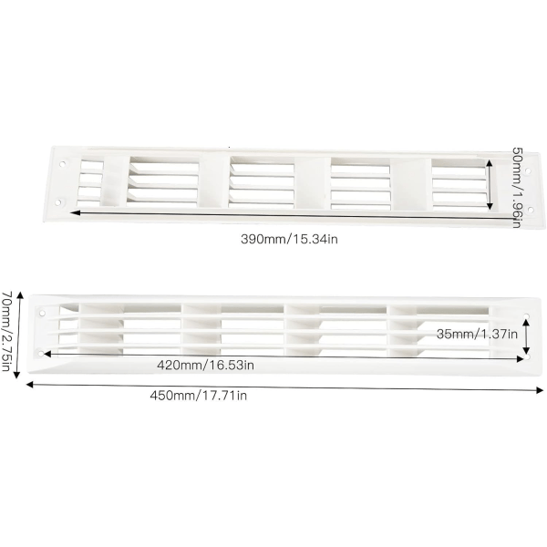 1 par Ventilation Rektangulär Ventilation Panel Cover, 1 Par Ventilation Rektangel Grill Cover, för garderob Spis Skor Skåp Diskbänk Kök Badrum