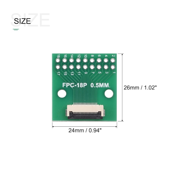 2 stycken FFC FPC PCB-omvandlarkort 18 pennor 0,5 mm lutning på dip 2,54 mm ensidig för LCD 3D-skrivare kamera DVD TV laptop ljud