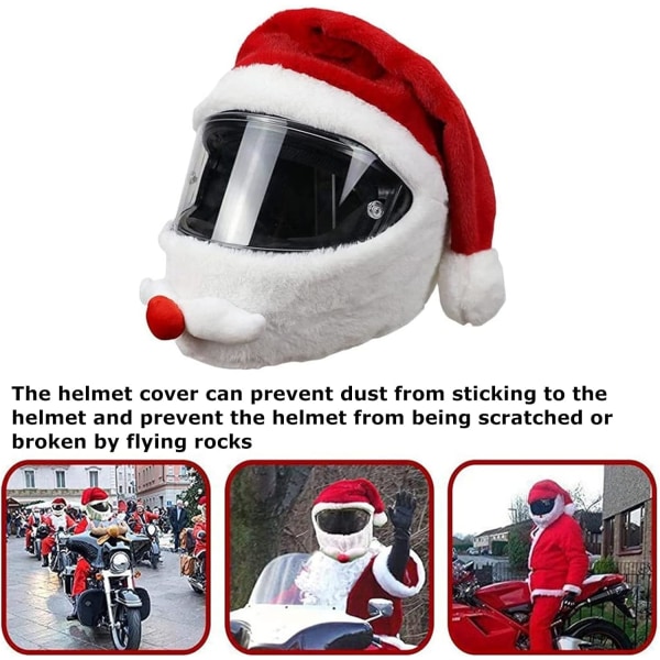 Tomte motorcykel hjälm cover, jul hjälm cover plysch repsäker motorcykel hjälm hatt för underhållning dekoration