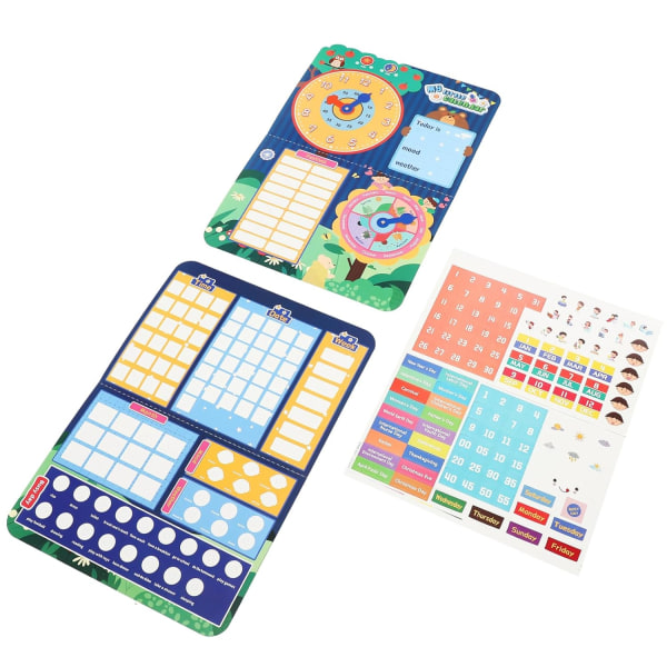 3 set Kalender Kognitiva leksaksklockor för barn Digital klocka Barn Flash-kort Toddler Sportleksaker Barnkalender Skolkalender för klassrum