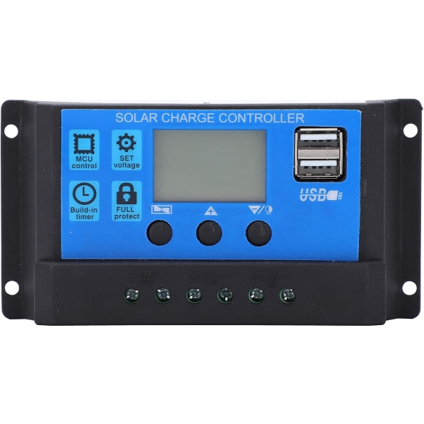 Solar Charge Controller, Auto Solar Charge Controller MPPT PMW Large Power 5V 3A USB Output LCD HD Display