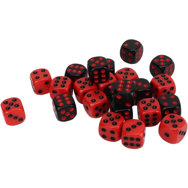 Sexsidiga tärningar svart och röd tärning plast 48 st 6-sidiga tärningar svart och röd plast bordsspel set för fest Barsb Röd plasttärning svart röd