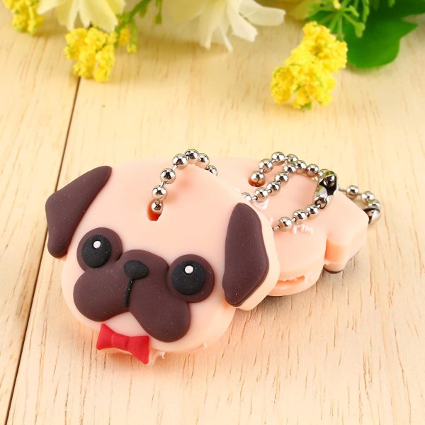 Cover Nyckelskydd Nyhet PVC Er Funky Dog med röda Bowtie Key Key Identifier Key Covers