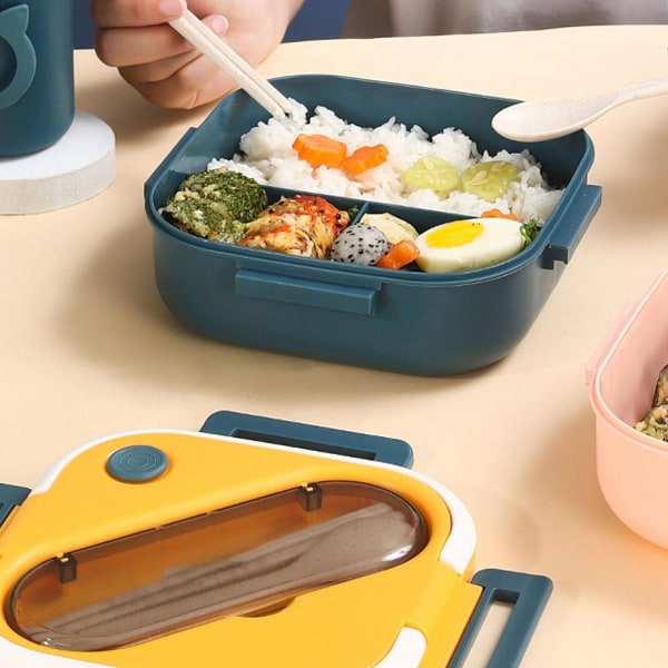 Lunchlåda, Lunchlåda, Bento-lådor med fackdesign, Bärbar, Mikrovågsugn, Bento-låda för skola, kontor, arbete (blå)