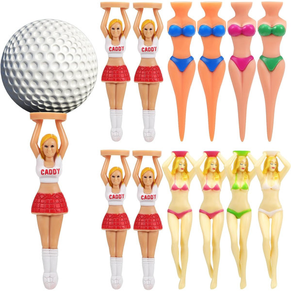 Färgglada Bikini Golf Tees, 12 st Plast Golf Tees Bulk Flat Wedge Golf Tränings Tee Okrossbara Golf Naglar Golfs Träningstillbehör för