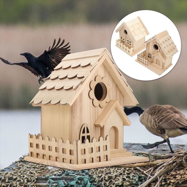 2st Creative Bird Nest Dekoration Oavslutade Fågelhus Hängande Fågelmatare Barn Hantverk Fågelholkar Trä Väggdekor Bordsdekor Fåglar