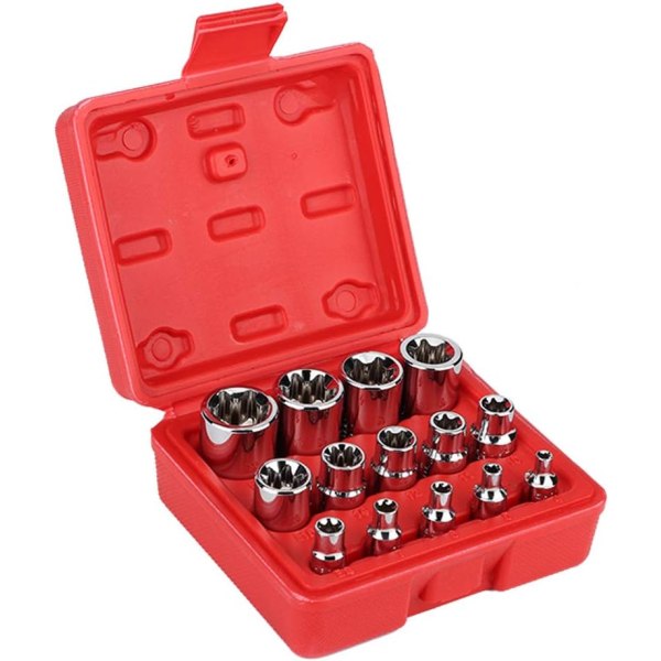 Externt Star Socket Set, Handmanövrerade verktyg 14st E Typ Star Bit Socket Set E4-E24 1/4 3/8 1/2 Drive Repair Tool Kit